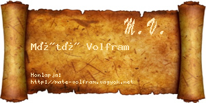Máté Volfram névjegykártya